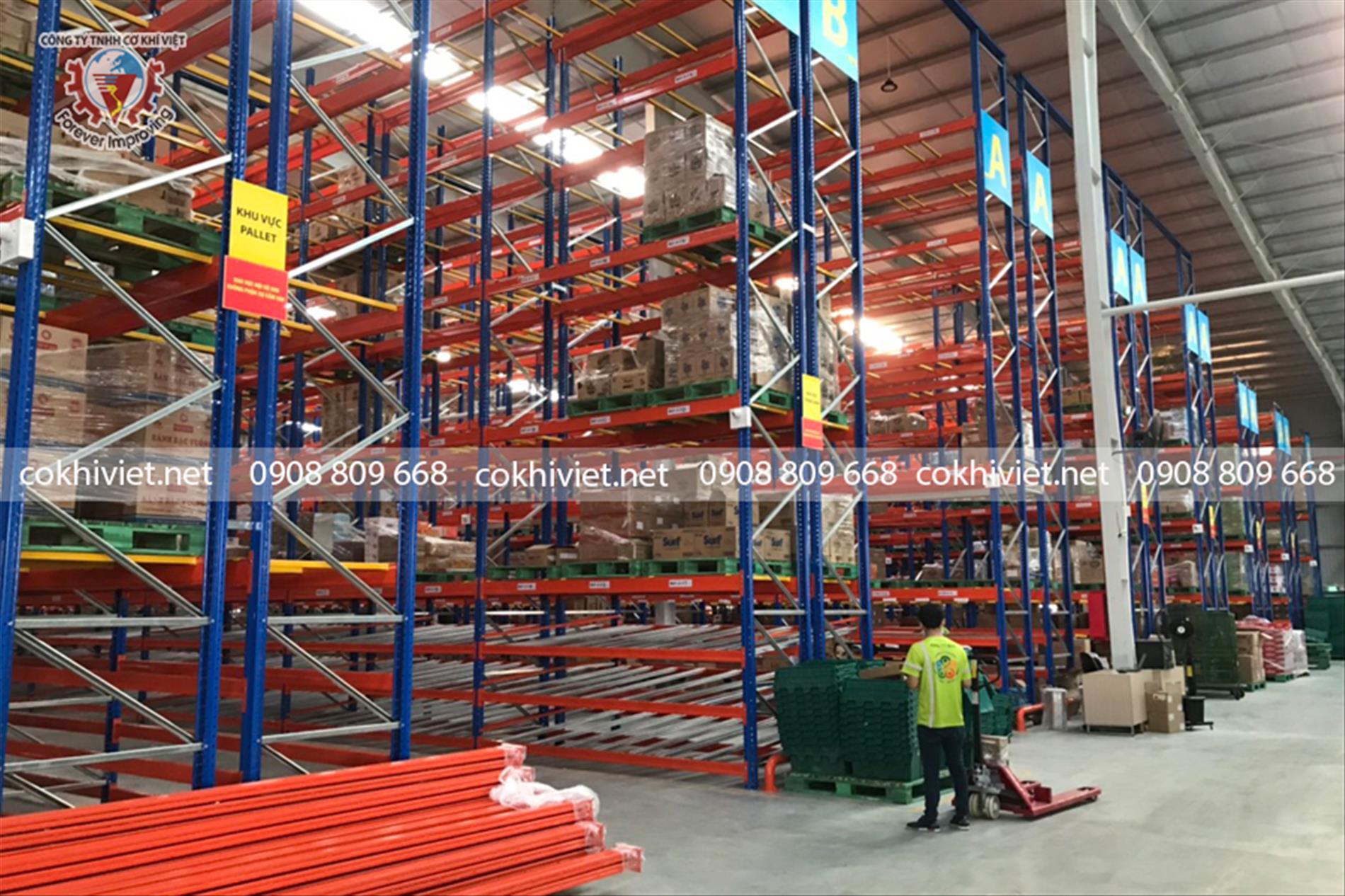 kệ selective cho kho siêu thị Cơ Khí Việt lắp đặt kệ kho cho chuỗi bán lẻ lớn nhất Việt Nam
